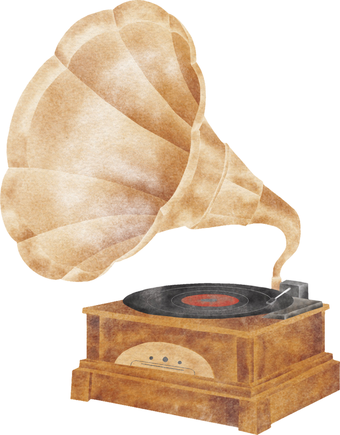 Watercolor Gramophone Illustration